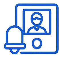 Icono de cámara de seguridad o videoportero, representando Intercomunicación y Videoporteros IP