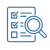 Icono de lupa sobre gráfico, representando auditorías de QoS