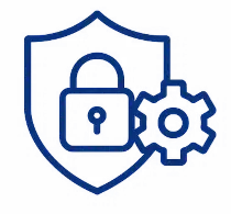 Icono de escudo y engranaje, representando Integración con Sistemas de Seguridad